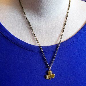 18" Bronze Green Clover Leaf Pendant Necklace NWT